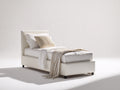Letto singolo - similpelle - 205x96x104 cm - avorio - stile minimalista moderno