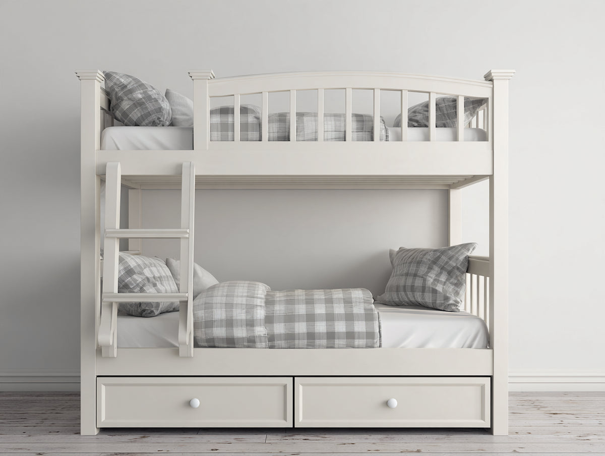 Letto a castello - legno - 210x108x178 cm - bianco - design classico salvaspazio