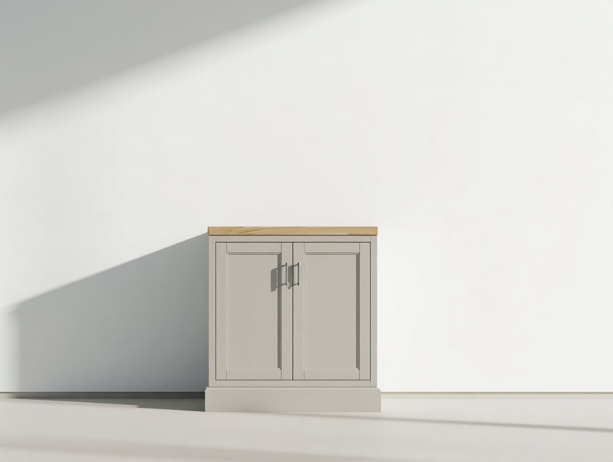 Credenza - Legno-MDF-Metallo - 78x38x92 cm - Grigio chiaro-Naturale - Stile moderno compatto