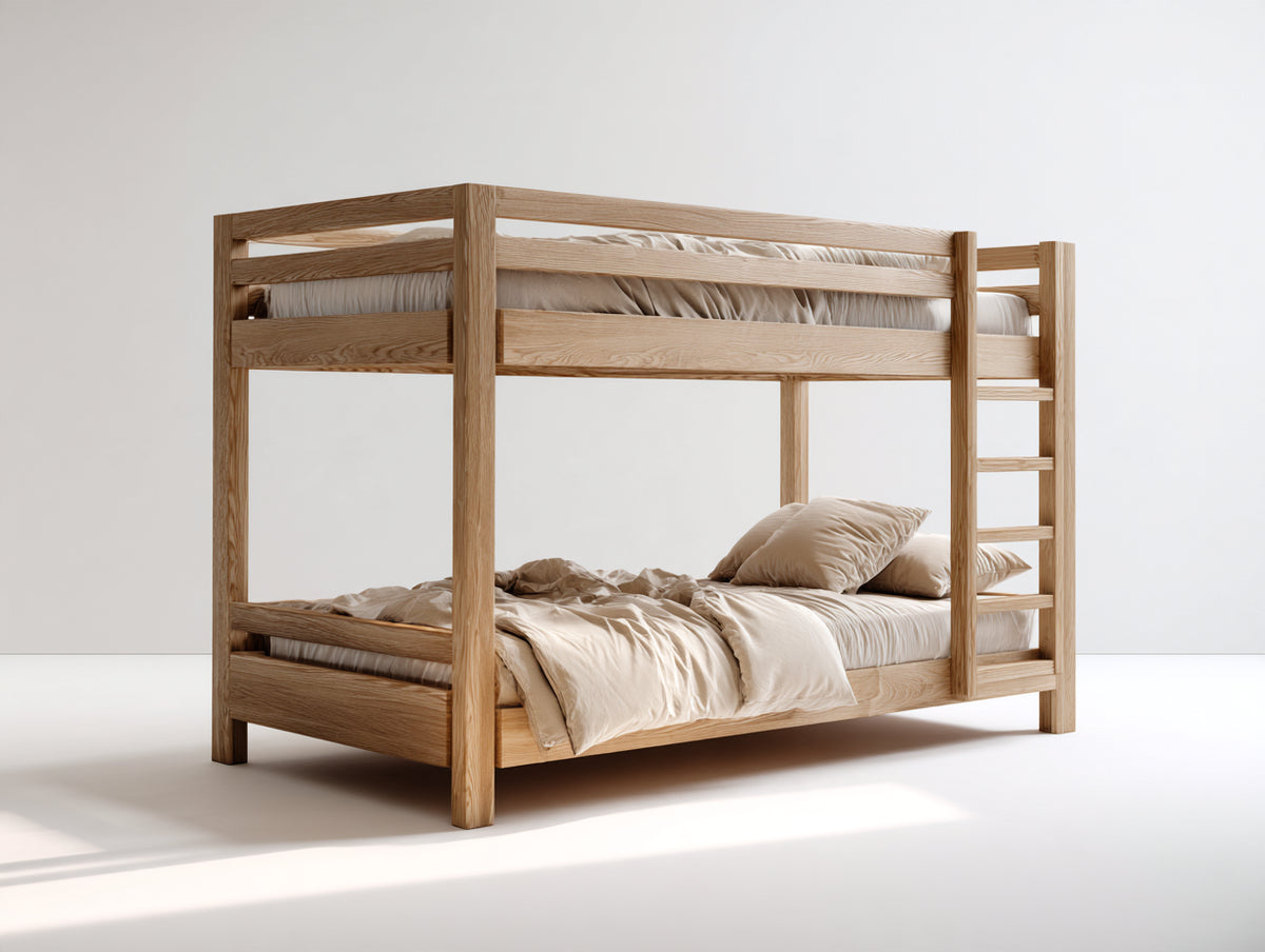 Letto a castello - legno - 210x105x174 cm - naturale - stile moderno salvaspazio