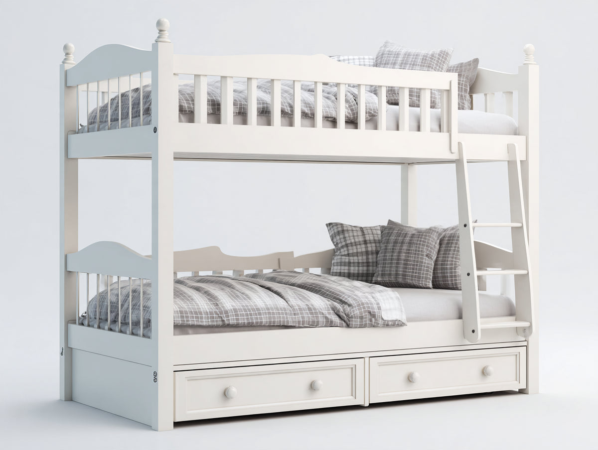 Letto a castello - legno - 212x110x180 cm - bianco - stile classico salvaspazio