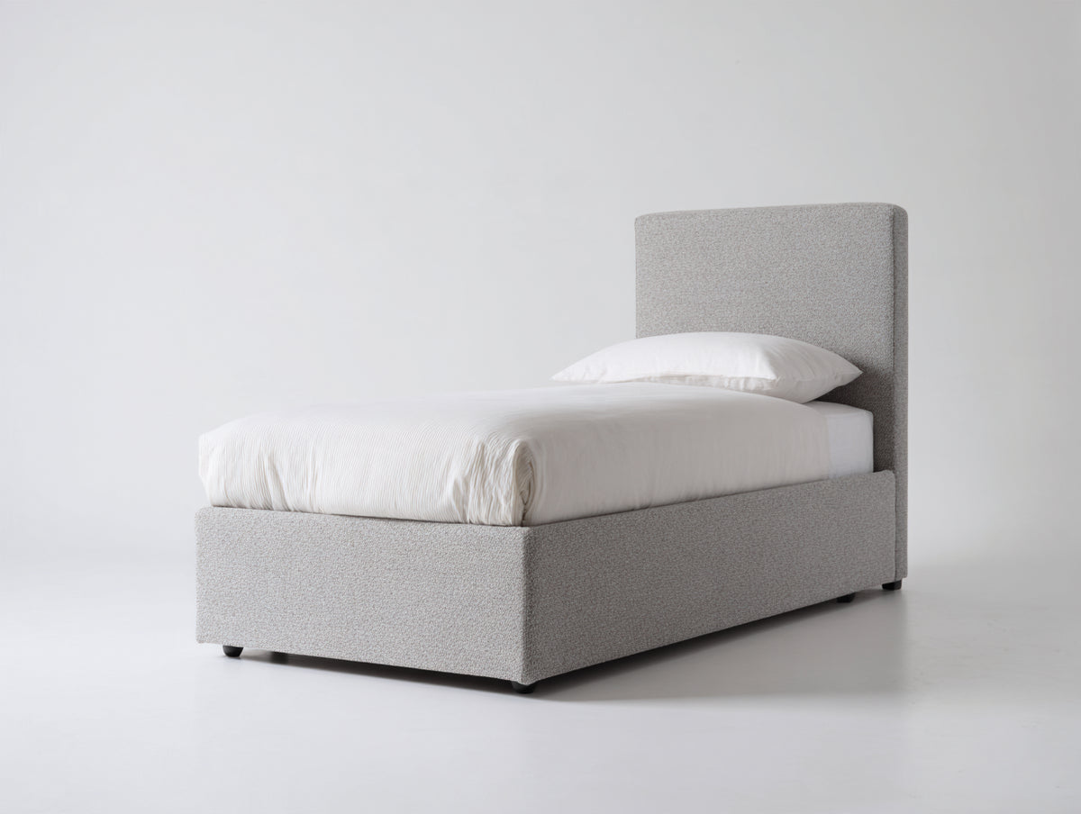 Letto singolo - tessuto - 210x102x115 cm - grigio - design contemporaneo