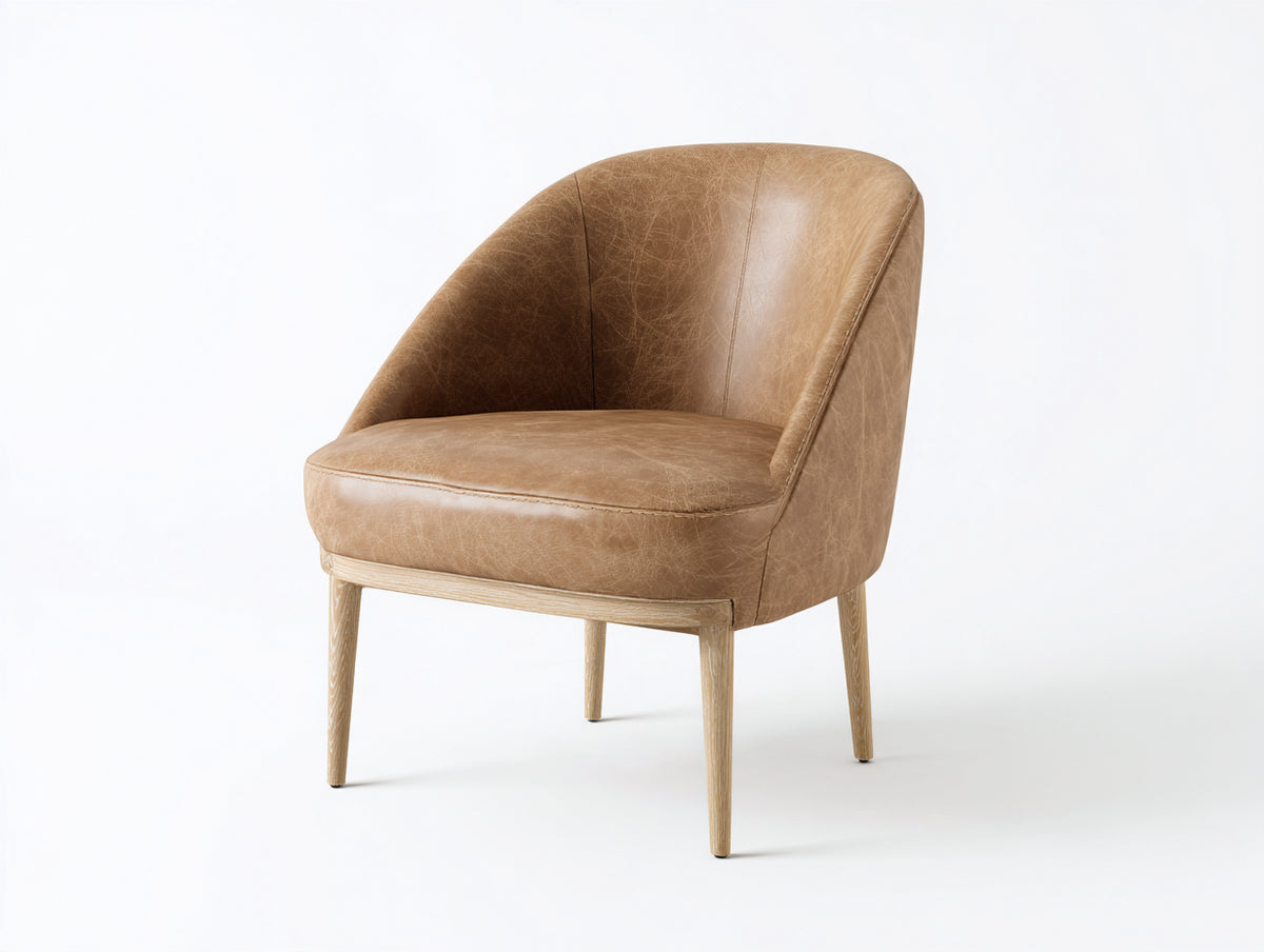 Sedia da pranzo - pelle sintetica-legno - 68x65x82 cm - marrone chiaro - stile moderno con schienale avvolgente