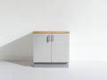 Credenza - Legno-MDF-Metallo - 90x40x88 cm - Grigio chiaro-Naturale - Stile moderno essenziale