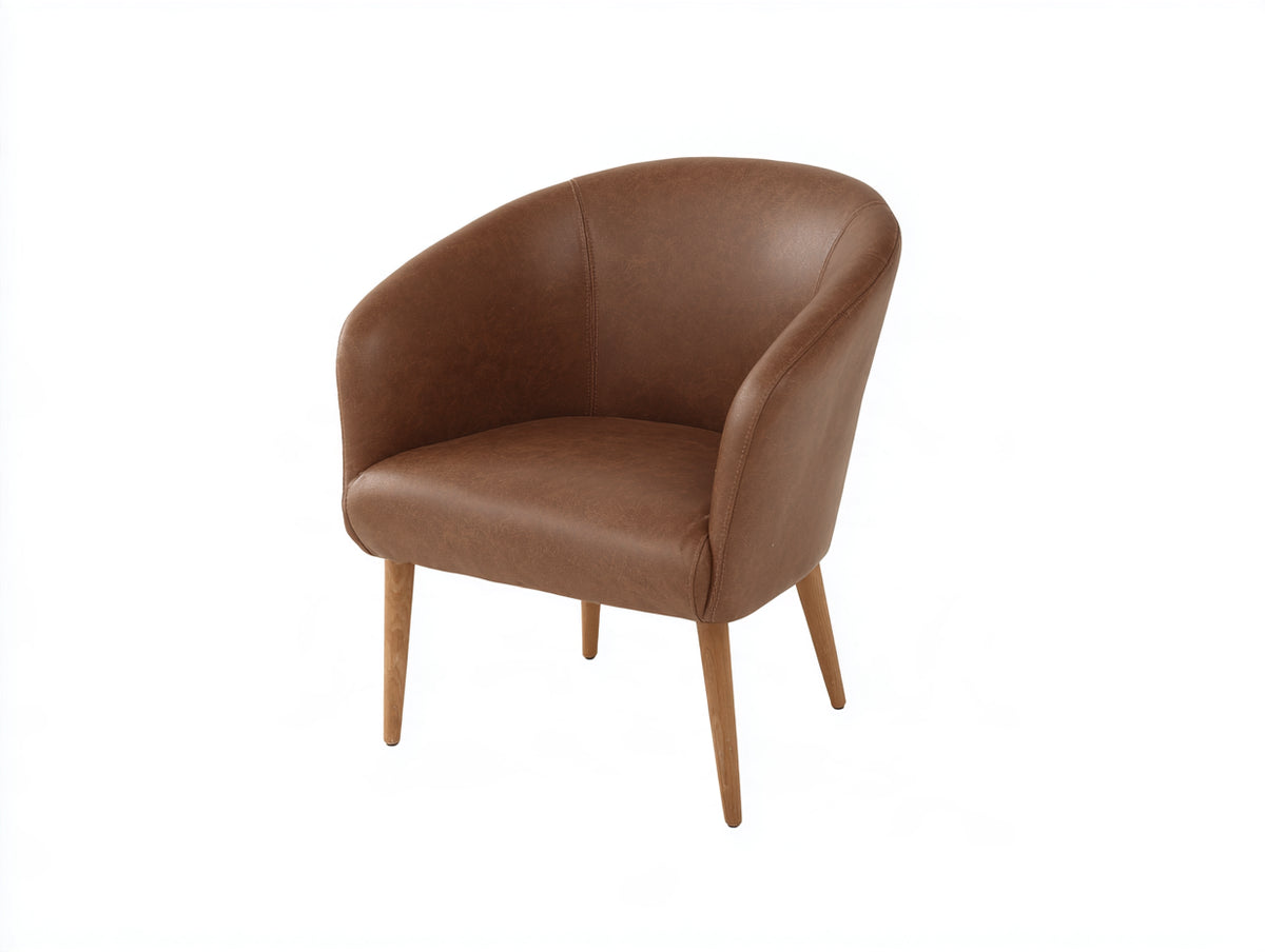 Sedia da pranzo - pelle sintetica-legno - 70x67x79 cm - marrone - stile rétro con schienale avvolgente
