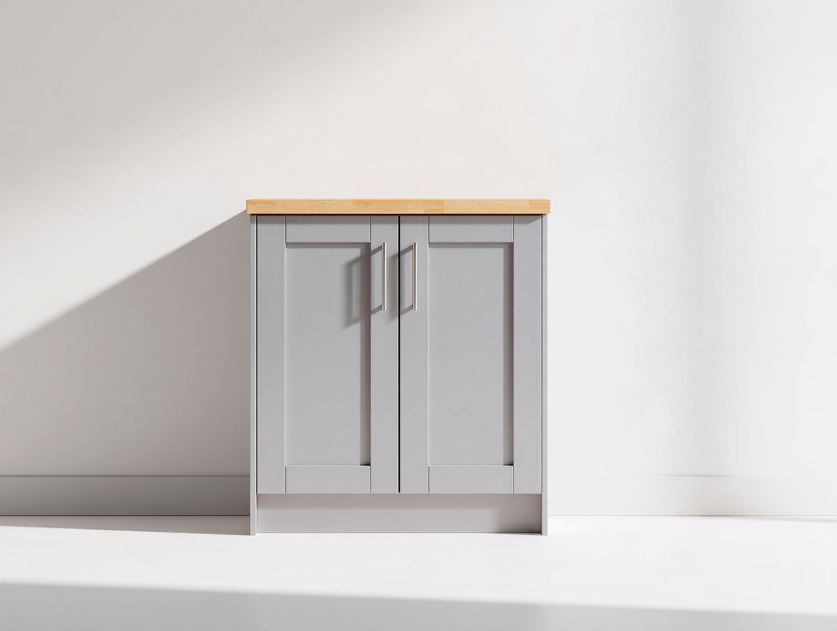 Credenza - Legno-MDF-Metallo - 82x38x92 cm - Grigio chiaro-Naturale - Stile moderno essenziale