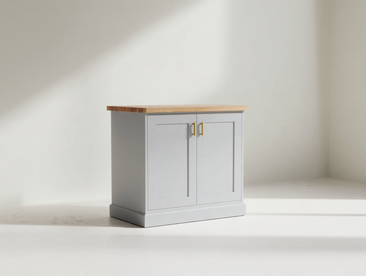 Credenza - Legno-MDF-Metallo - 95x42x90 cm - Grigio chiaro-Naturale - Stile moderno elegante